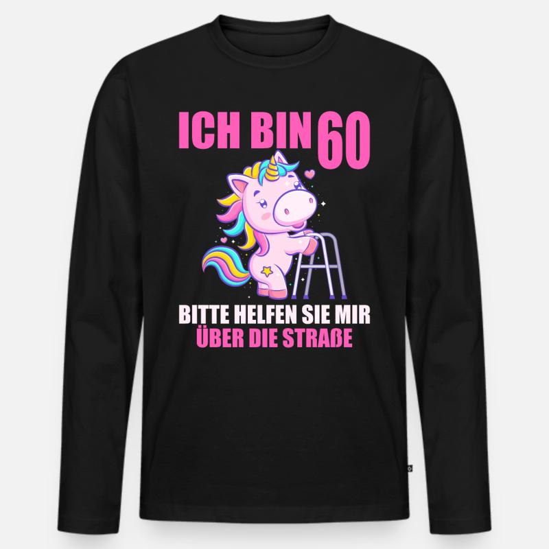 60 bitte helfen Sie mir über Straße 60. Geburtstag - Männer Premium Bio Langarmshirt - Schwarz