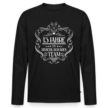 15 Jahre ein unschlagbares Team 15. Hochzeitstag - Männer Premium Bio Langarmshirt - Schwarz - Vorne - Nico (187cm)
