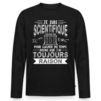 Scientifique Humour Science - T-shirt manches longues Premium bio Homme - noir - Devant - Nico (187cm)
