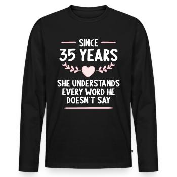 35 Jahre verheirtatet 35. Hochzeitstag - Männer Premium Bio Langarmshirt - Schwarz - Vorne - Nico (187cm)