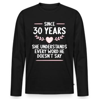 30 ans de mariage 30 ans - T-shirt manches longues Premium bio Homme - noir - Devant - Nico (187cm)