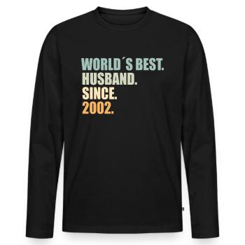 Best husband since 2002 19th wedding anniversary - Men's Premium Organic Long Sleeve Shirt - black - Front - Nico (187cm)