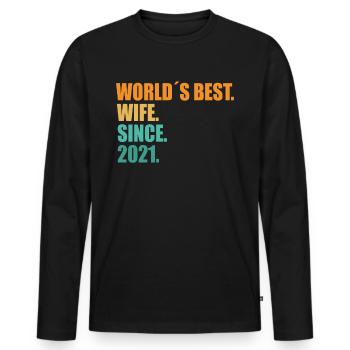 Meilleure épouse depuis 2021 1er anniversaire de mariage - T-shirt manches longues Premium bio Homme - noir - Devant - Nico (187cm)