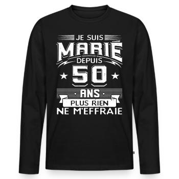 Anniversaire 50 Ans De Mariage - T-shirt manches longues Premium bio Homme - noir - Devant - Nico (187cm)