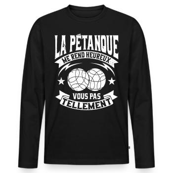 Petanque Humour Boccia Homme Pétanque - T-shirt manches longues Premium bio Homme - noir - Devant - Nico (187cm)
