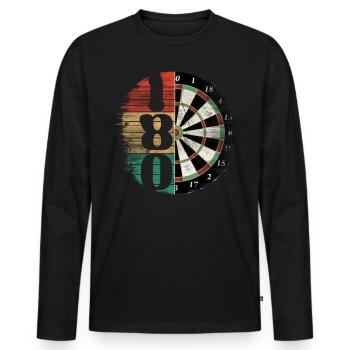 Dart Champion Retro Dartscheibe 180 Dartpfeil - Männer Premium Bio Langarmshirt - Schwarz - Vorne - Nico (187cm)