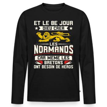 Normand Humour Normandie - T-shirt manches longues Premium bio Homme - noir - Devant - Nico (187cm)