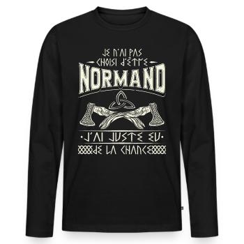 Normand Humour Normandie - T-shirt manches longues Premium bio Homme - noir - Devant - Nico (187cm)