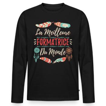 La Meilleure Formatrice Du Monde - T-shirt manches longues Premium bio Homme - noir - Devant - Nico (187cm)