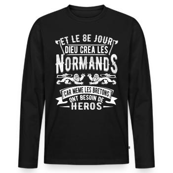 Normand Humour Normandie - T-shirt manches longues Premium bio Homme - noir - Devant - Nico (187cm)