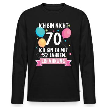 70 Jahre alt 70 Jährige 70 Jähriger 70. Geburtstag - Männer Premium Bio Langarmshirt - Schwarz - Vorne - Nico (187cm)