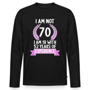 70 Jahre alt 70 Jährige 70 Jähriger 70. Geburtstag - Männer Premium Bio Langarmshirt - Schwarz - Vorne - Nico (187cm)