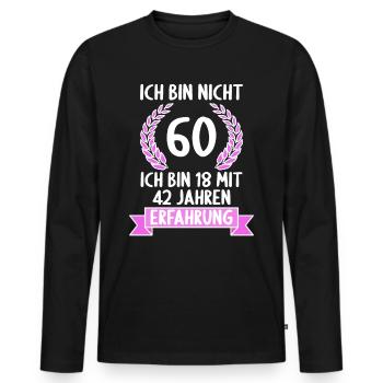 60 Jahre alt 60 Jährige 60 Jähriger 60. Geburtstag - Männer Premium Bio Langarmshirt - Schwarz - Vorne - Nico (187cm)