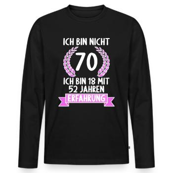 70 Jahre alt 70 Jährige 70 Jähriger 70. Geburtstag - Männer Premium Bio Langarmshirt - Schwarz - Vorne - Nico (187cm)