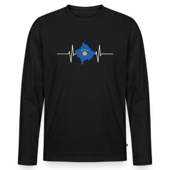 Kosovo Herzschlag Flagge Vintage Kosovo - T-shirt manches longues Premium bio Homme - noir - Devant - Nico (187cm)