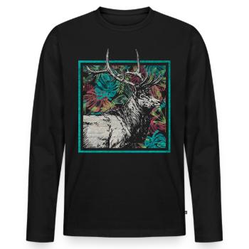 Deer deer elk antler animal forest animal forest gift - Men's Premium Organic Long Sleeve Shirt - black - Front - Nico (187cm)