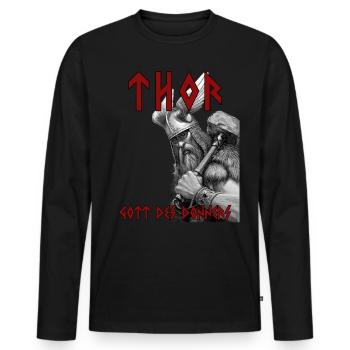 Thor - God of Thunder - Men's Premium Organic Long Sleeve Shirt - black - Front - Nico (187cm)