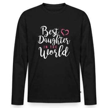 Meilleure fille - T-shirt manches longues Premium bio Homme - noir - Devant - Nico (187cm)