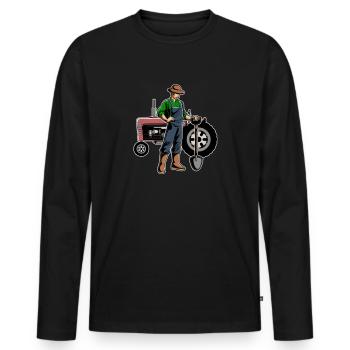 Farmer farmer farmer - Men's Premium Organic Long Sleeve Shirt - black - Front - Nico (187cm)