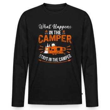 Cadeau aventure camping caravane - T-shirt manches longues Premium bio Homme - noir - Devant - Nico (187cm)