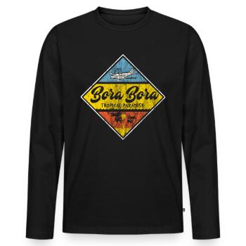 Bora Bora paradis - T-shirt manches longues Premium bio Homme - noir - Devant - Nico (187cm)