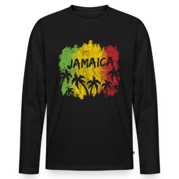 jamaica - Men's Premium Organic Long Sleeve Shirt - black - Front - Nico (187cm)