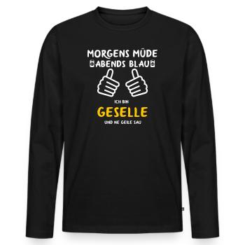 Geselle Facharbeiter Azubi Prüfung Geschenk Lustig - Männer Premium Bio Langarmshirt - Schwarz - Vorne - Nico (187cm)