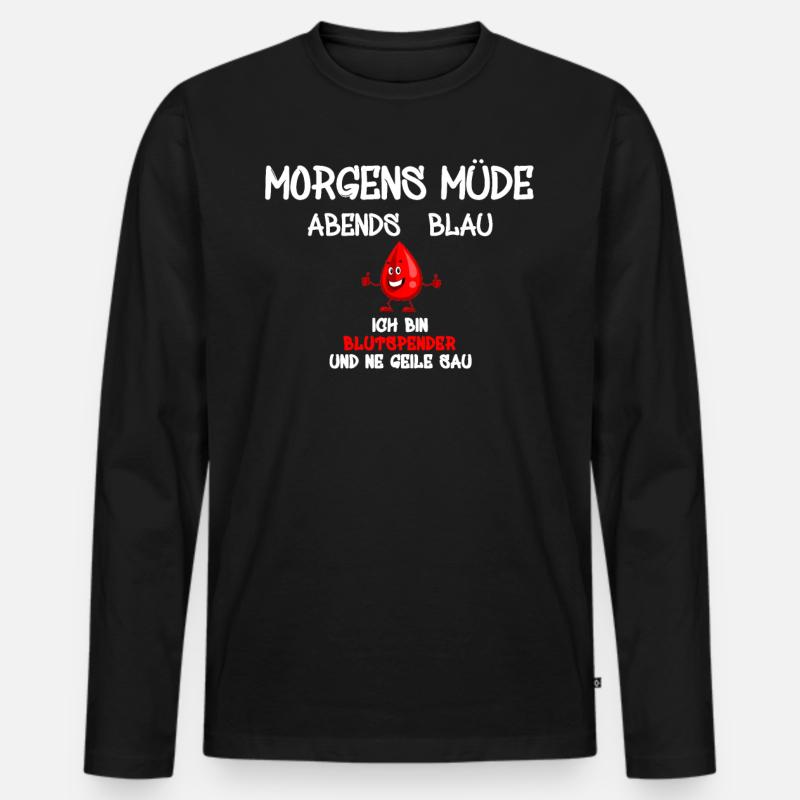 Blutspender Blutspende Spender spenden Blut - Männer Premium Bio Langarmshirt - Schwarz