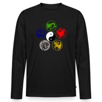 Qi Gong Qigong Meditation Thai Chi - Men's Premium Organic Long Sleeve Shirt - black - Front - Nico (187cm)