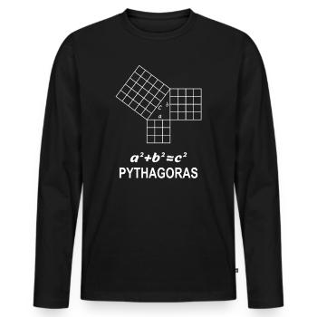 Jeu de Pythagore cadeau pour les profs de maths geek - T-shirt manches longues Premium bio Homme - noir - Devant - Nico (187cm)