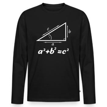 Cadeau de théorème de Pythagore pour un nerd de professeur de mathématiques - T-shirt manches longues Premium bio Homme - noir - Devant - Nico (187cm)