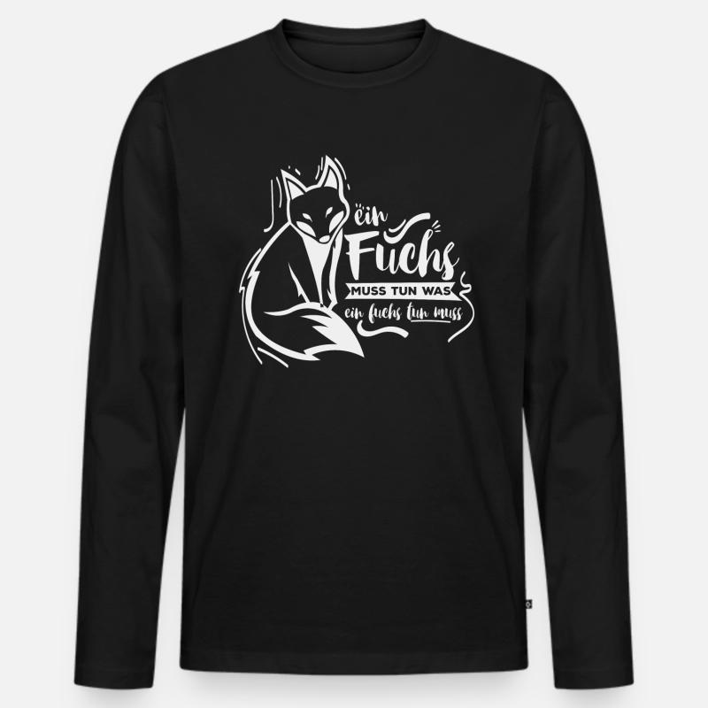 Fuchs - Männer Premium Bio Langarmshirt - Schwarz
