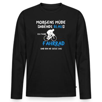 Fahrrad fahrer Fahrradtour Radtour MTB Drahtesel - Männer Premium Bio Langarmshirt - Schwarz - Vorne - Nico (187cm)