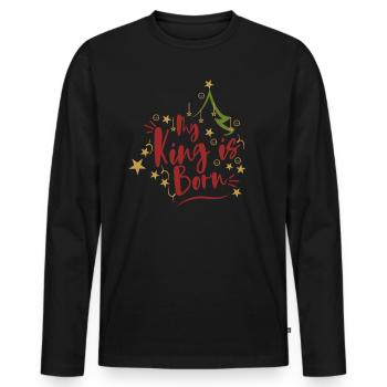Mon roi est né. Mon roi est né. Noël - T-shirt manches longues Premium bio Homme - noir - Devant - Nico (187cm)