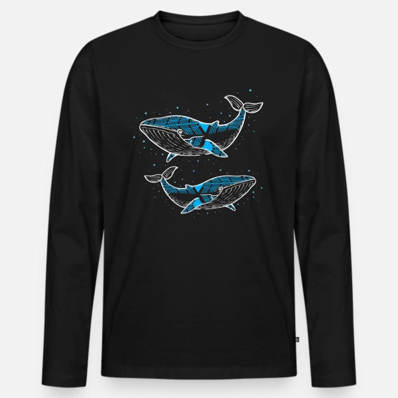Zwei Wale - Männer Premium Bio Langarmshirt - Schwarz