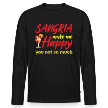 Vin de Sangria Espagne Boisson au vin Alcool - T-shirt manches longues Premium bio Homme - noir - Devant - Nico (187cm)