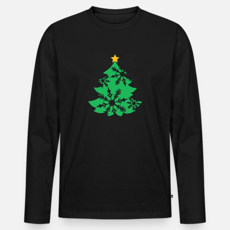 Tannenbaum - Weihnachtsbaum - Männer Premium Bio Langarmshirt - Schwarz