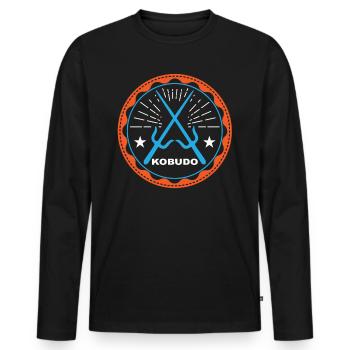 Kobudo Japanese martial arts gift idea - Men's Premium Organic Long Sleeve Shirt - black - Front - Nico (187cm)