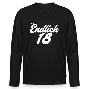 Endlich 18 Jahre! - Männer Premium Bio Langarmshirt - Schwarz - Vorne - Nico (187cm)