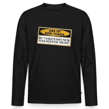 Chaos - Chaotisch - Chaot - Männer Premium Bio Langarmshirt - Schwarz - Vorne - Nico (187cm)