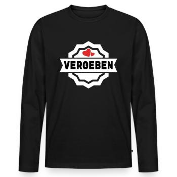 Ich bin vergeben - Männer Premium Bio Langarmshirt - Schwarz - Vorne - Nico (187cm)