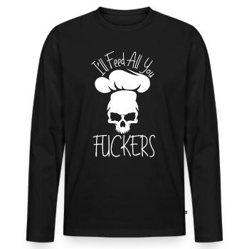 Kulinarische Sprüche des Kochs - Männer Premium Bio Langarmshirt - Schwarz - Vorne - Nico (187cm)