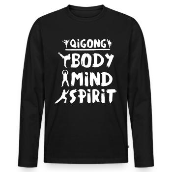 Qigong Qi Gong Tai Chi Thai Chigong Yoga - Premium økologisk langærmet T-shirt til mænd - sort - Foran - Nico (187cm)