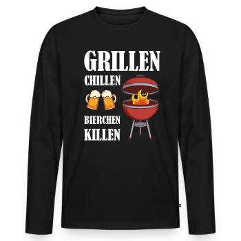 grillen fleisch bbq gartenparty grillfest geschenk - Männer Premium Bio Langarmshirt - Schwarz - Vorne - Nico (187cm)