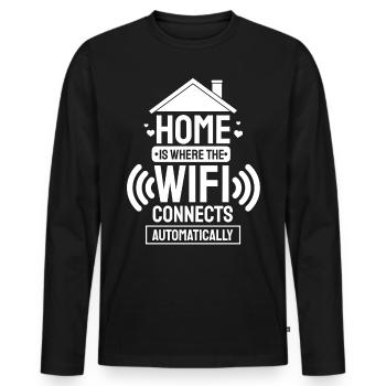 Wifi-Wireless-Internet-Nerd-Geschenk - Männer Premium Bio Langarmshirt - Schwarz - Vorne - Nico (187cm)