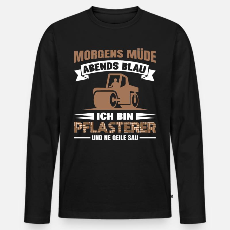 Pflasterer Steinleger Pflästerer Bau Pflastern - Männer Premium Bio Langarmshirt - Schwarz