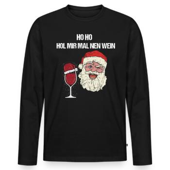 Lustiges Weihnachtsshirt Weihnachten Wein T-Shirt - Männer Premium Bio Langarmshirt - Schwarz - Vorne - Nico (187cm)