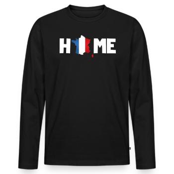Frankreich Home Geschenk - Männer Premium Bio Langarmshirt - Schwarz - Vorne - Nico (187cm)