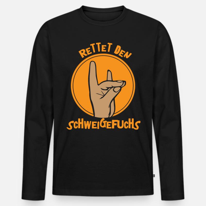Schweigefuchs Leisefuchs Geschenkidee Geschenk - Männer Premium Bio Langarmshirt - Schwarz