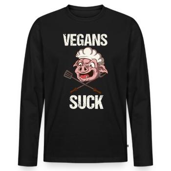 T-shirt Anti Vegan Cadeau Anti Vegan - T-shirt manches longues Premium bio Homme - noir - Devant - Nico (187cm)